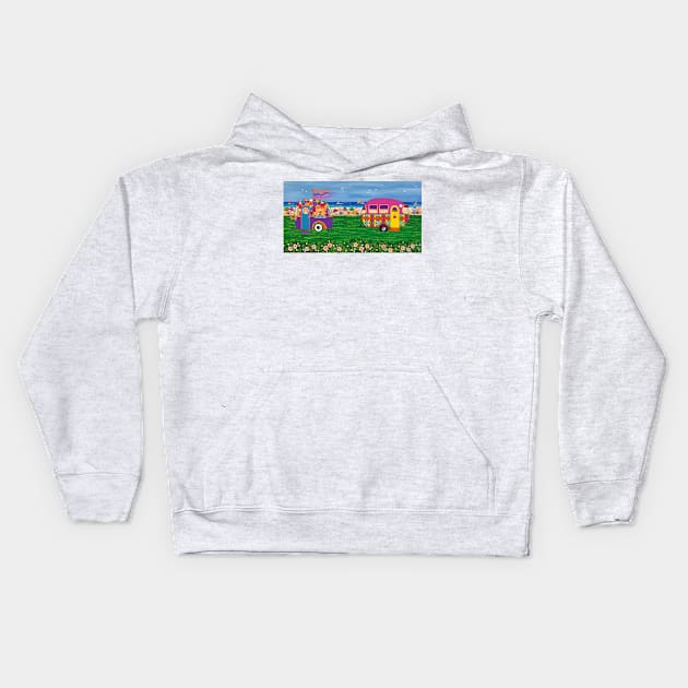 Caravan Holiday no.2 Kids Hoodie by Lisafrancesjudd